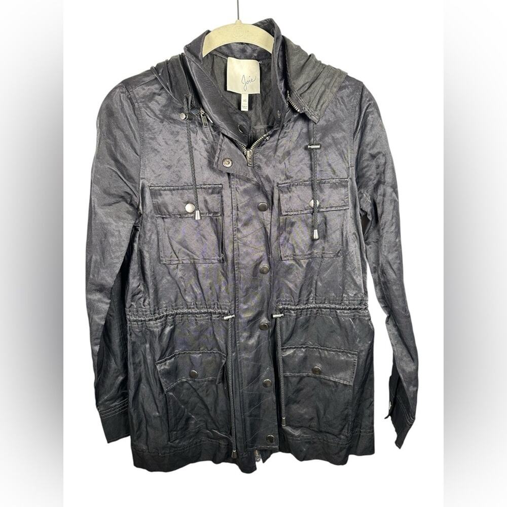 Joie Vera‎ Jane Hooded Utility Jacket Black Womens XS Cargo Grunge Outdoor